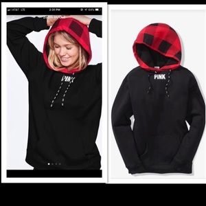 Vs Pink Sherpa Lined hood Campus Pullover Tunic LAST ONE